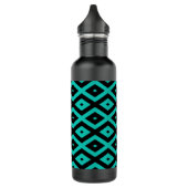 Bouteille D'eau Motif en diamant noir et turquoise (Gauche)