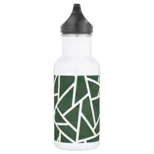Bouteille D'eau Motif en mosaïque verte et blanche