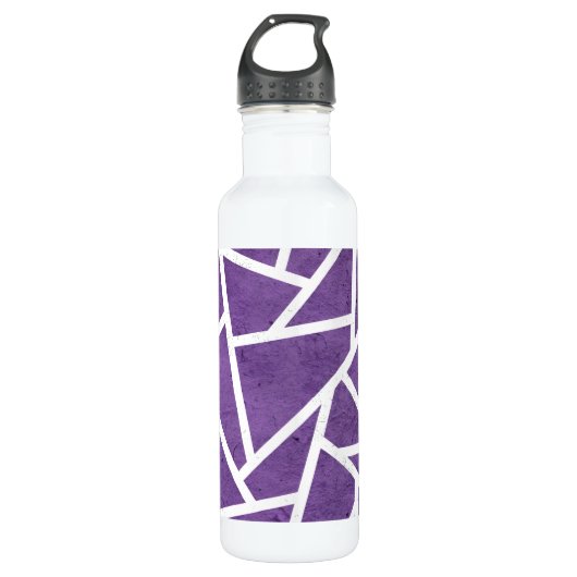 Bouteille D'eau Motif en mosaïque violette et blanche (Devant)