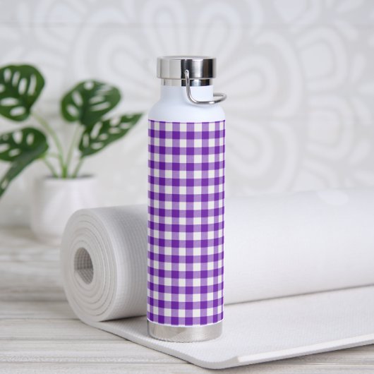 Bouteille D'eau Motif En vichy violet et blanc (Yoga)