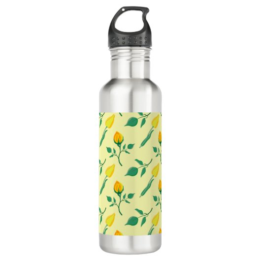 Bouteille D'eau Motif floral avec rose jaune et fleurs de tulipe (Devant)