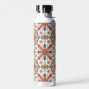 Bouteille D'eau Motif floral boho en rouge, rose et sarcelle