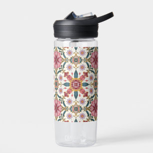 Bouteille D'eau Motif floral boho en rouge, rose et sarcelle