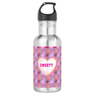 Bouteille D'eau Motif Floral de Cerise de Chat Mignon Personnalisé