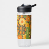 Bouteille D'eau Motif Floral Retro tendance Bloc de nom personnali (Gauche)