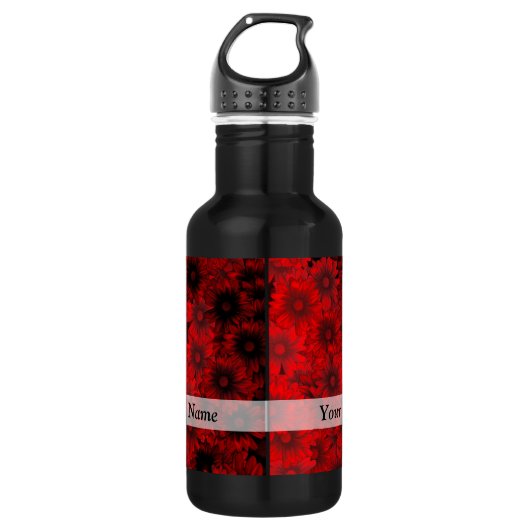 Bouteille D'eau Motif floral rouge foncé (Devant)