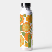 Bouteille D'eau Motif floral tendance rétro avec bloc de nom (Gauche)