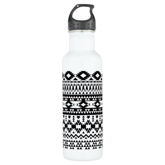 Bouteille D'eau Motif géométrique Aztec noir et blanc (Devant)