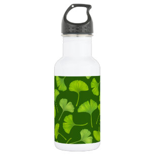Bouteille D'eau Motif Ginkgo sur vert foncé