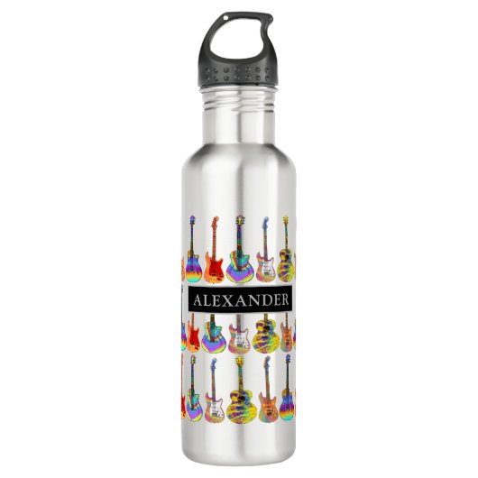 Bouteille D'eau motif guitare coloré ajouter Nom (Devant)