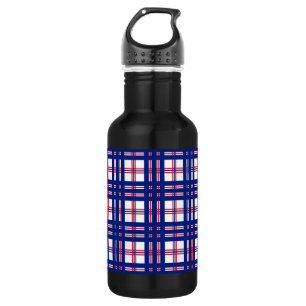 Bouteille D'eau Motif Mod Plaid Rouge Blanc Bleu