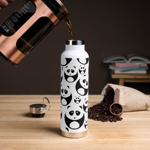 Bouteille D'eau Motif Panda noir et blanc Kawaii