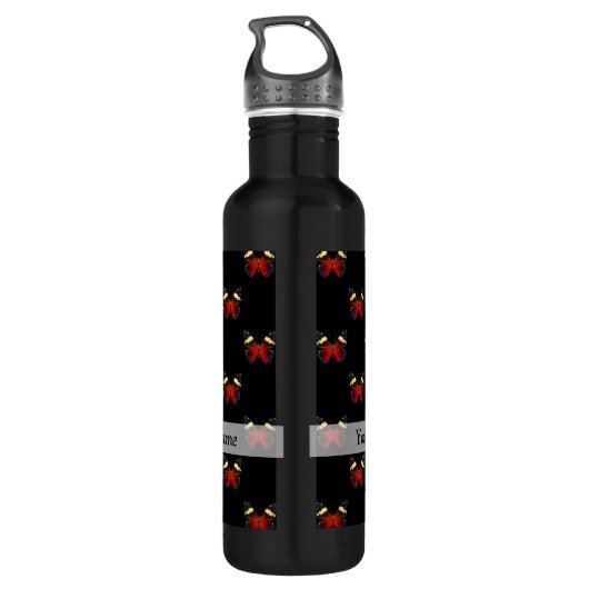Bouteille D'eau Motif papillon rouge et noir (Dos)