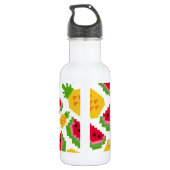 Bouteille D'eau Motif Pixel de Pastèque Tropicale et Ananas (Dos)