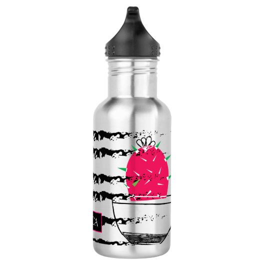 Bouteille D'eau Motif rayé Cactus rose (Droite)
