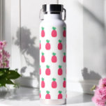Bouteille d'eau Motif rose blanc ananas<br><div class="desc">Bouteille d'eau blanche rose avec Motif d'ananas rose et option pour ajouter le nom. Plus de produits avec ce design sont dans la collection ci-dessous</div>