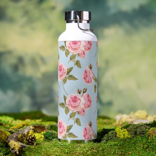 Bouteille D'eau Motif rose et Pois (Café)