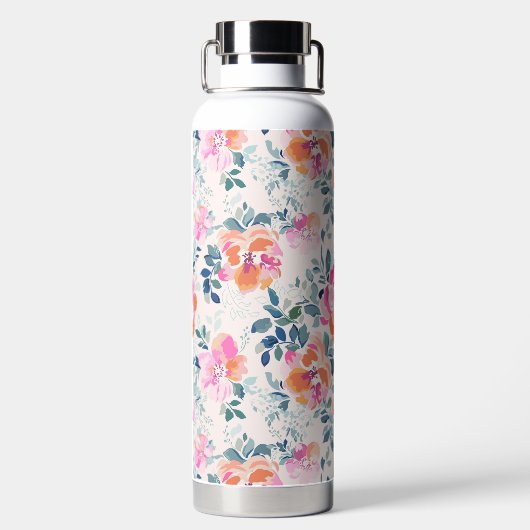 Bouteille D'eau Motif rose et Turquoise (Plage)