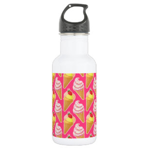 Bouteille D'eau Motif rose Kawaii avec crème glacée aux fraises