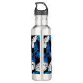 Bouteille D'eau Motif sans couleur foncée avec papillons bleus Mor (Dos)