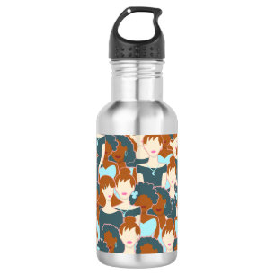 Bouteille D'eau Motif sans couture avec filles noires et blanches