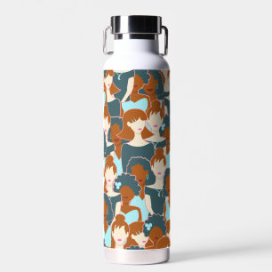 Bouteille D'eau Motif sans couture avec filles noires et blanches