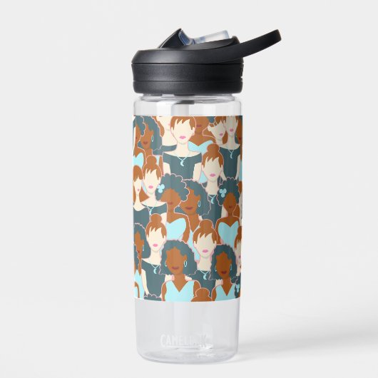 Bouteille D'eau Motif sans couture avec filles noires et blanches (Gauche)