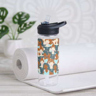 Bouteille D'eau Motif sans couture avec filles noires et blanches