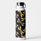 Bouteille D'eau Motif sans couture avec libellules d'or (Arrière)