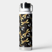 Bouteille D'eau Motif sans couture avec libellules d'or (Arrière)