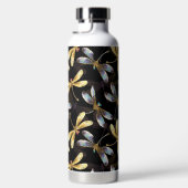 Bouteille D'eau Motif sans couture avec libellules d'or (Droite)