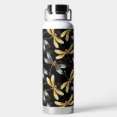 Bouteille D'eau Motif sans couture avec libellules d'or (Plage)