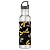 Bouteille D'eau Motif sans couture avec libellules d'or (Devant)