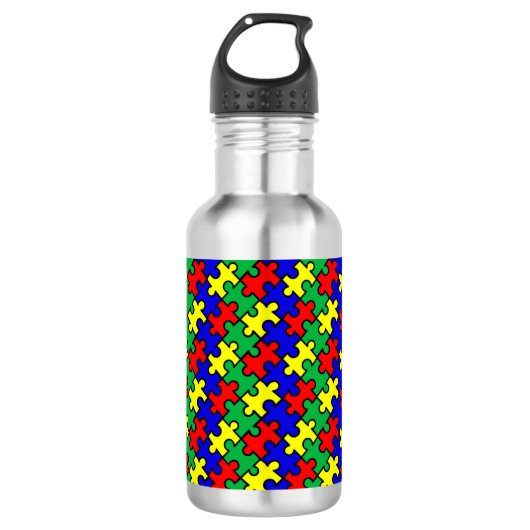 Bouteille D'eau Motif sans couture de puzzle (Devant)