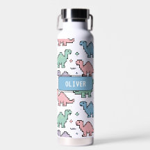Motif silhouettes de dinosaures pixelisés Pastel A