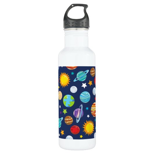 Bouteille D'eau Motif spatial, Planètes, Étoiles, Cosmos, Galaxie (Devant)
