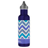 Bouteille D'eau Motif Sporty Blue Chevron personnalisé (Droite)