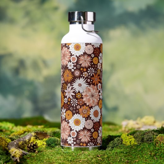Bouteille D'eau Motif super Retro Flower Garden (Café)