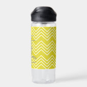 Bouteille D'eau Motif tendance Chevron grand nom de script jaune (Arrière)