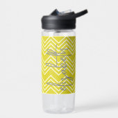 Bouteille D'eau Motif tendance Chevron grand nom de script jaune (Gauche)