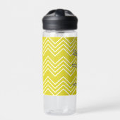 Bouteille D'eau Motif tendance Chevron grand nom de script jaune (Extérieur)