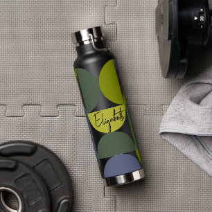 Bouteille D'eau Motif tendance demi-lune avec bloc de nom personna