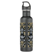 Bouteille D'eau Motif tribal de ikat noir beige gris moderne (Dos)