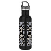Bouteille D'eau Motif tribal de ikat noir gris moderne (Dos)
