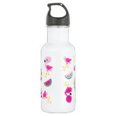 Bouteille D'eau Motif Tropical, Flamants, Pastèques, Fleurs (Dos)