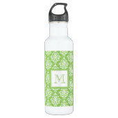 Bouteille D'eau Motif vert 1 de damassé avec le monogramme (Devant)