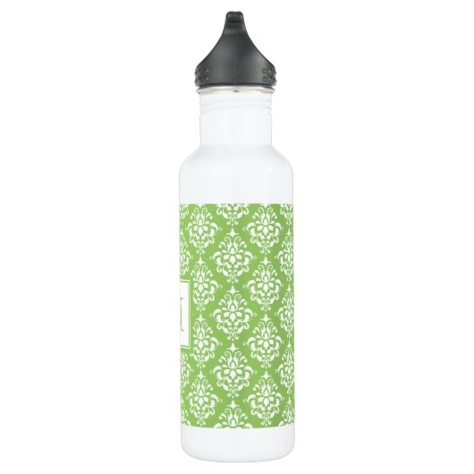 Bouteille D'eau Motif vert 1 de damassé avec le monogramme (Droite)