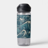 Bouteille D'eau Motif Waves de nom personnalisé (Arrière)