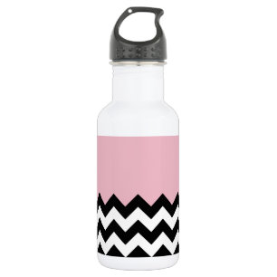 Bouteille D'eau Motif Zigzag Noir et Blanc, Chevron, Rose