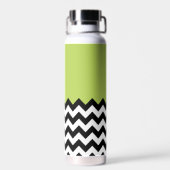 Bouteille D'eau Motif Zigzag noir et blanc, Chevron, Vert (Arrière)